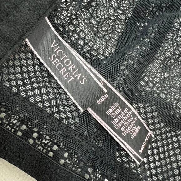 Victoria's Secret Long Line Choker Black Mesh Lined Plunge Bra Womens 34DD - Picture 6 of 8